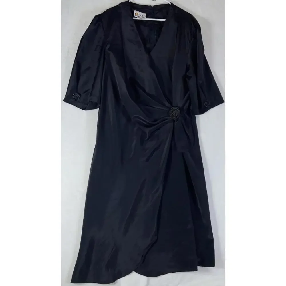 'KOCO' WELL KNOW ! WOMEN 100% Polyester Black DRESS BIG SIZE MADE IN USA Church - Picture 10 of 11